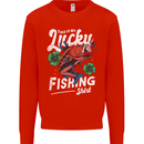 This Is My Lucky Fishing Funny Fisherman Mens Sweatshirt Jumper Bright Red