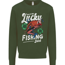 This Is My Lucky Fishing Funny Fisherman Mens Sweatshirt Jumper Forest Green