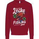This Is My Lucky Fishing Funny Fisherman Mens Sweatshirt Jumper Red