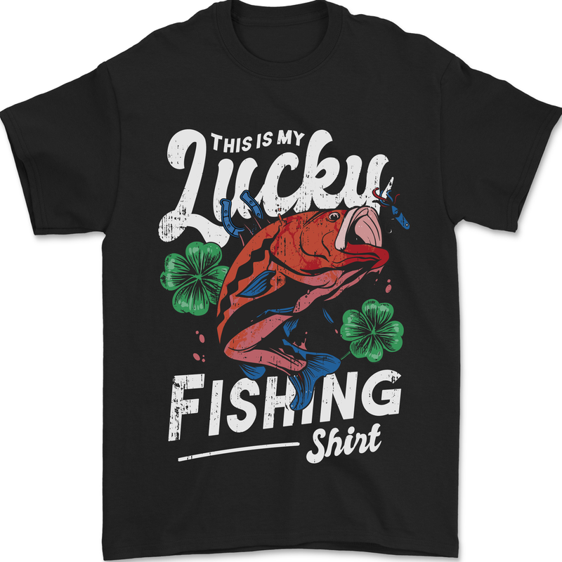 This Is My Lucky Fishing Funny Fisherman Mens T-Shirt 100% Cotton Black