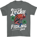 This Is My Lucky Fishing Funny Fisherman Mens T-Shirt 100% Cotton Charcoal