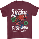 This Is My Lucky Fishing Funny Fisherman Mens T-Shirt 100% Cotton Maroon