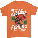 This Is My Lucky Fishing Funny Fisherman Mens T-Shirt 100% Cotton Orange