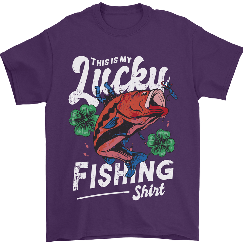 This Is My Lucky Fishing Funny Fisherman Mens T-Shirt 100% Cotton Purple