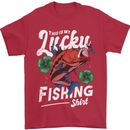 This Is My Lucky Fishing Funny Fisherman Mens T-Shirt 100% Cotton Red