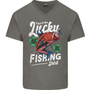 This Is My Lucky Fishing Funny Fisherman Mens V-Neck Cotton T-Shirt Charcoal