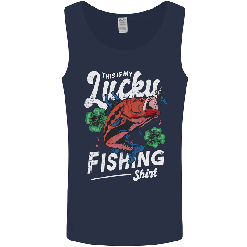 This Is My Lucky Fishing Funny Fisherman Mens Vest Tank Top Navy Blue