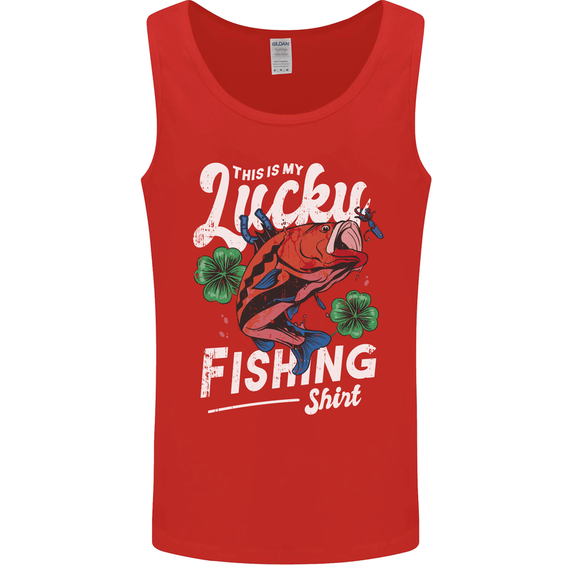 This Is My Lucky Fishing Funny Fisherman Mens Vest Tank Top Red
