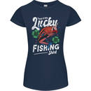 This Is My Lucky Fishing Funny Fisherman Womens Petite Cut T-Shirt Navy Blue