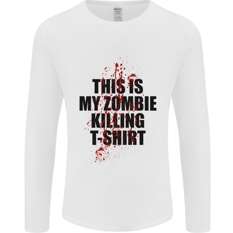 This Is My Zombie Killing Halloween Horror Mens Long Sleeve T-Shirt White