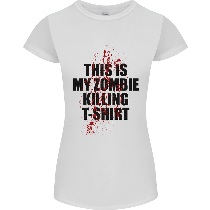 This Is My Zombie Killing Halloween Horror Womens Petite Cut T-Shirt White