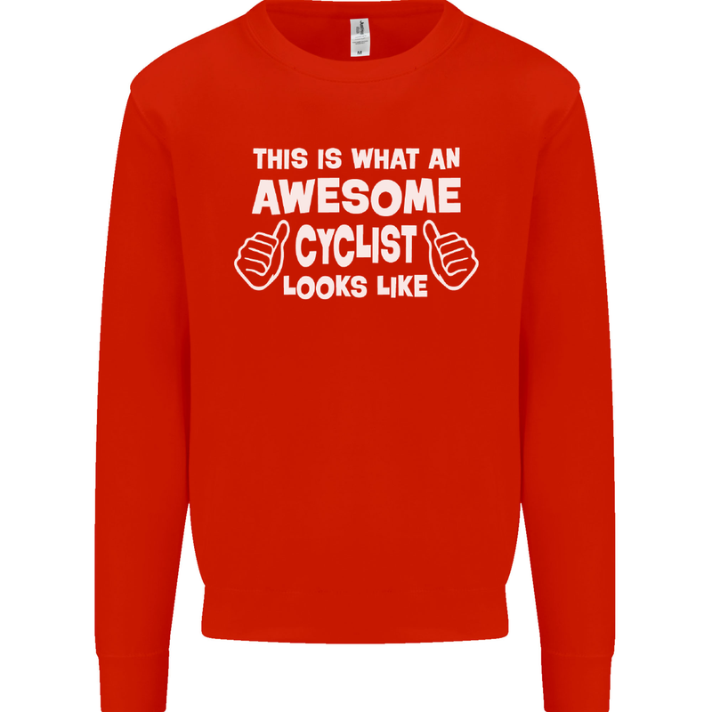 This Is What An Awesome Cyclist Cyclist Kids Sweatshirt Jumper Bright Red