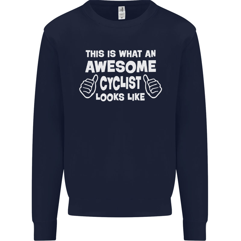 This Is What An Awesome Cyclist Cyclist Kids Sweatshirt Jumper Navy Blue