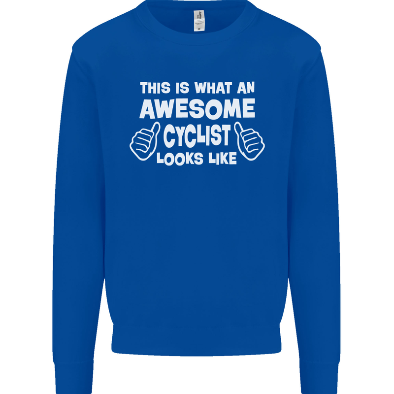 This Is What An Awesome Cyclist Cyclist Kids Sweatshirt Jumper Royal Blue