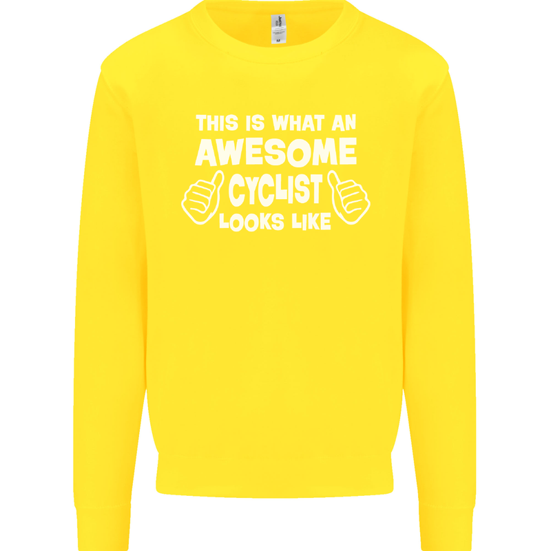 This Is What An Awesome Cyclist Cyclist Kids Sweatshirt Jumper Yellow
