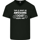 This Is What An Awesome Cyclist Cyclist Mens V-Neck Cotton T-Shirt Black