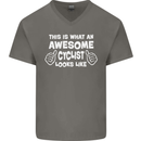 This Is What An Awesome Cyclist Cyclist Mens V-Neck Cotton T-Shirt Charcoal