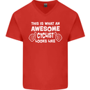 This Is What An Awesome Cyclist Cyclist Mens V-Neck Cotton T-Shirt Red