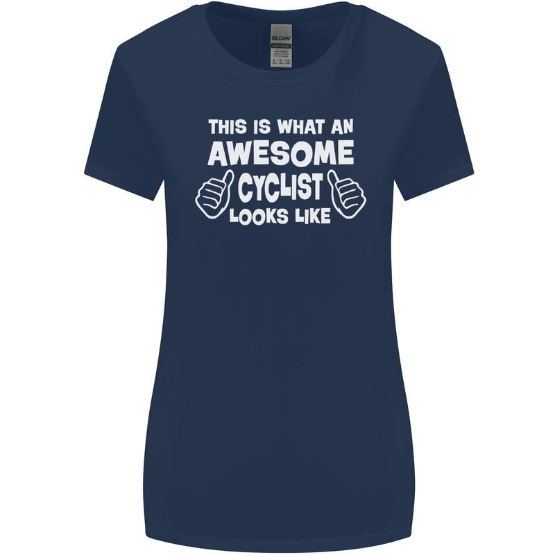 This Is What An Awesome Cyclist Cyclist Womens Wider Cut T-Shirt Navy Blue