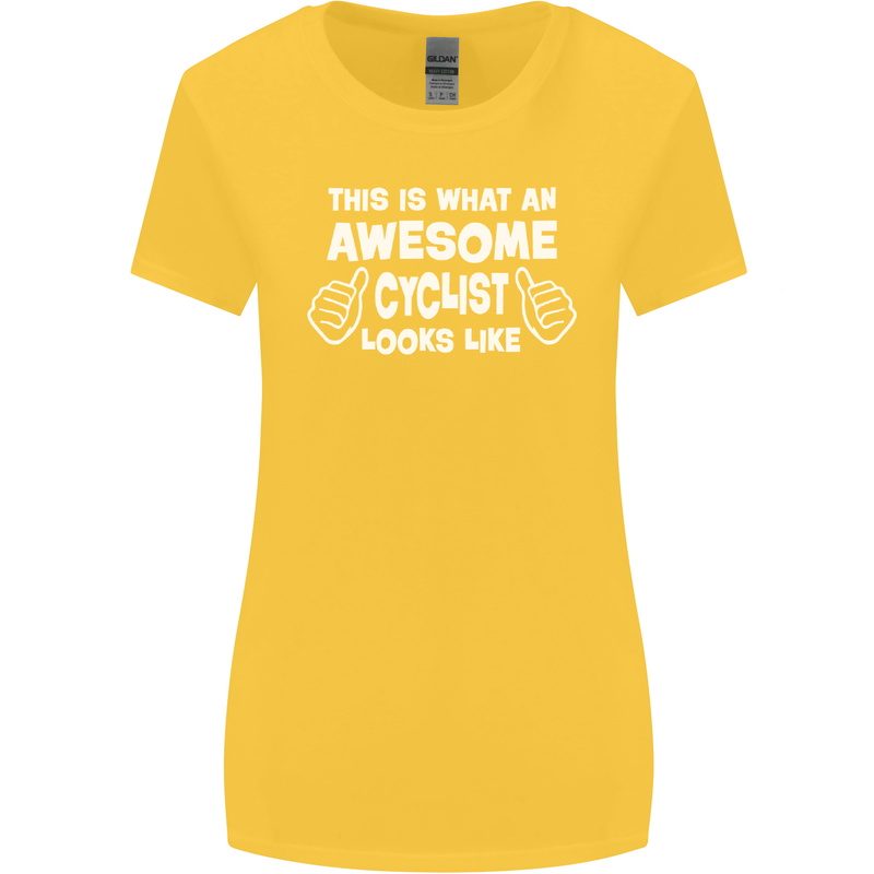This Is What An Awesome Cyclist Cyclist Womens Wider Cut T-Shirt Yellow