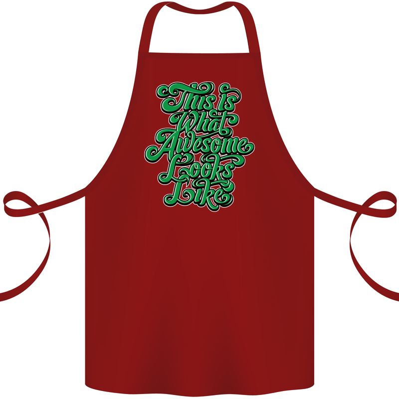 This Is What Awesome Looks Like Funny Cotton Apron 100% Organic Maroon