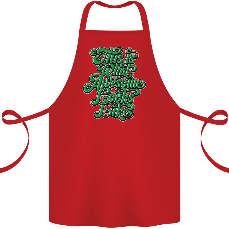 This Is What Awesome Looks Like Funny Cotton Apron 100% Organic Red