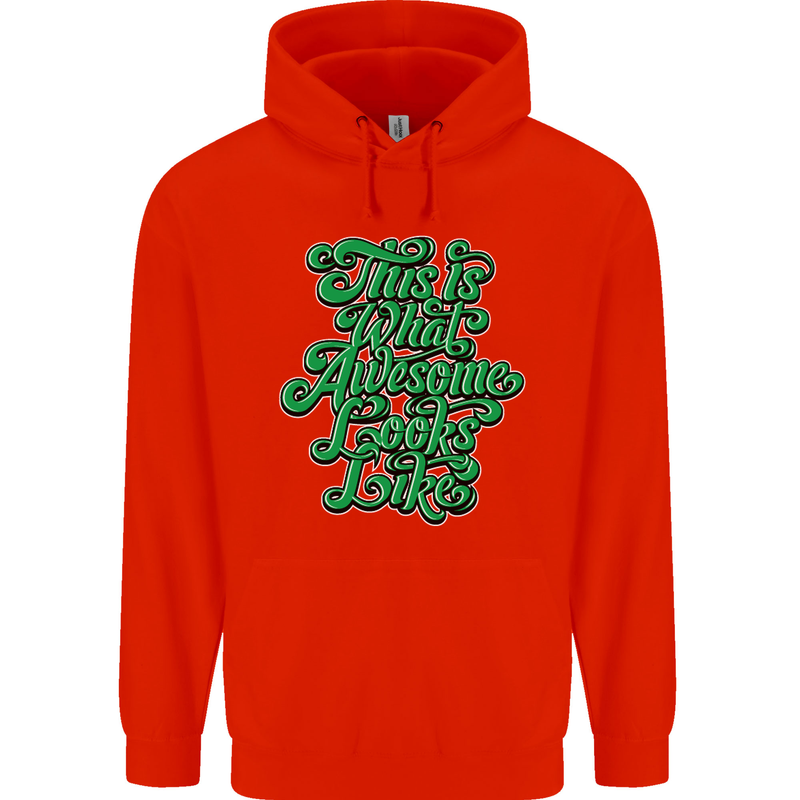 This Is What Awesome Looks Like Funny Mens 80% Cotton Hoodie Bright Red