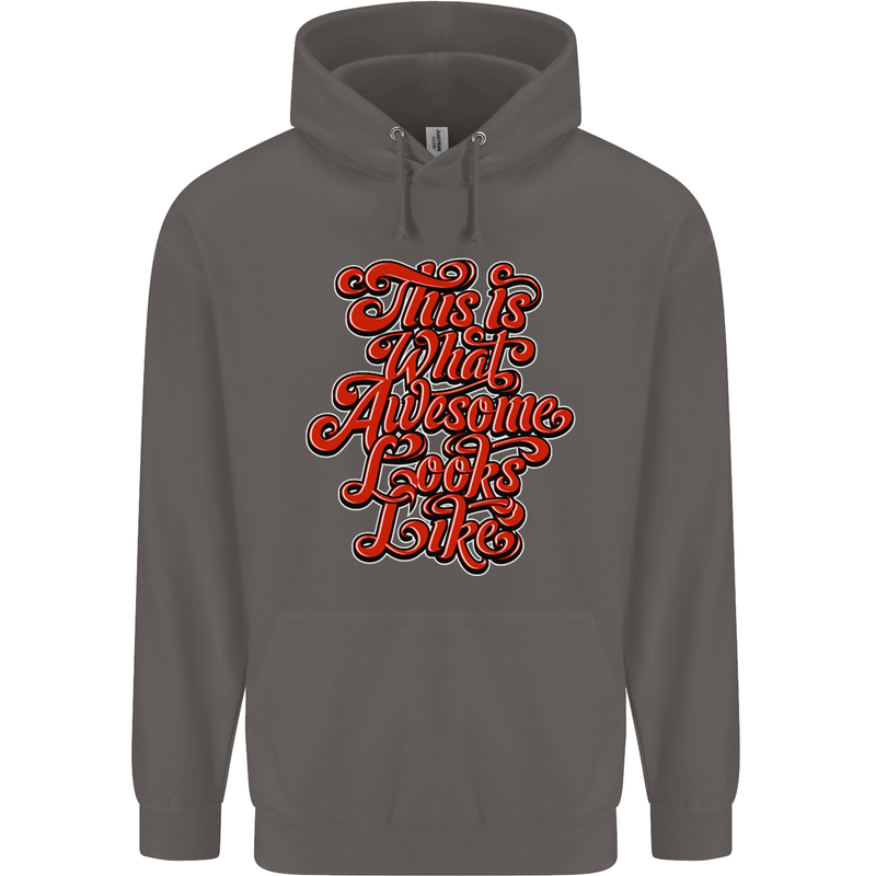 This Is What Awesome Looks Like Funny Mens 80% Cotton Hoodie Charcoal