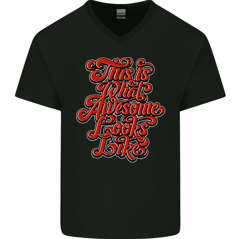 This Is What Awesome Looks Like Funny Mens V-Neck Cotton T-Shirt Black