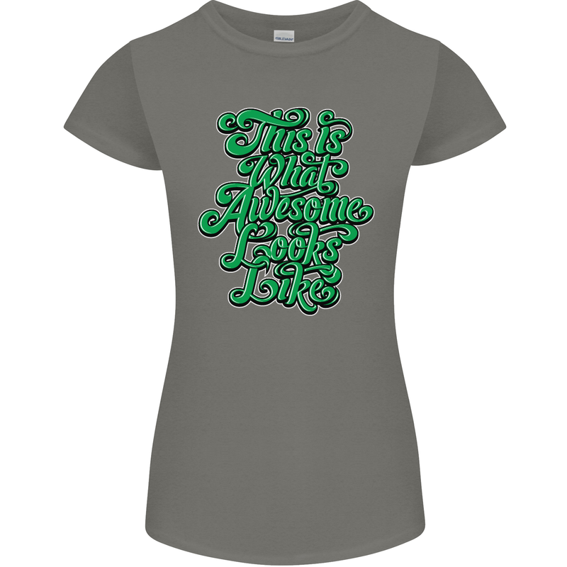 This Is What Awesome Looks Like Funny Womens Petite Cut T-Shirt Charcoal