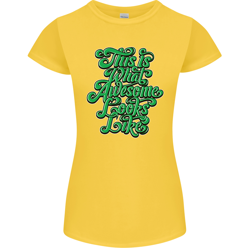 This Is What Awesome Looks Like Funny Womens Petite Cut T-Shirt Yellow