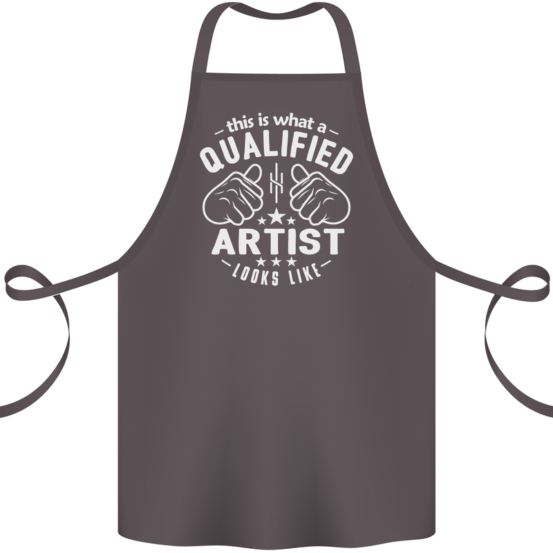 This Is What a Qualified Artist Looks Like Cotton Apron 100% Organic Dark Grey