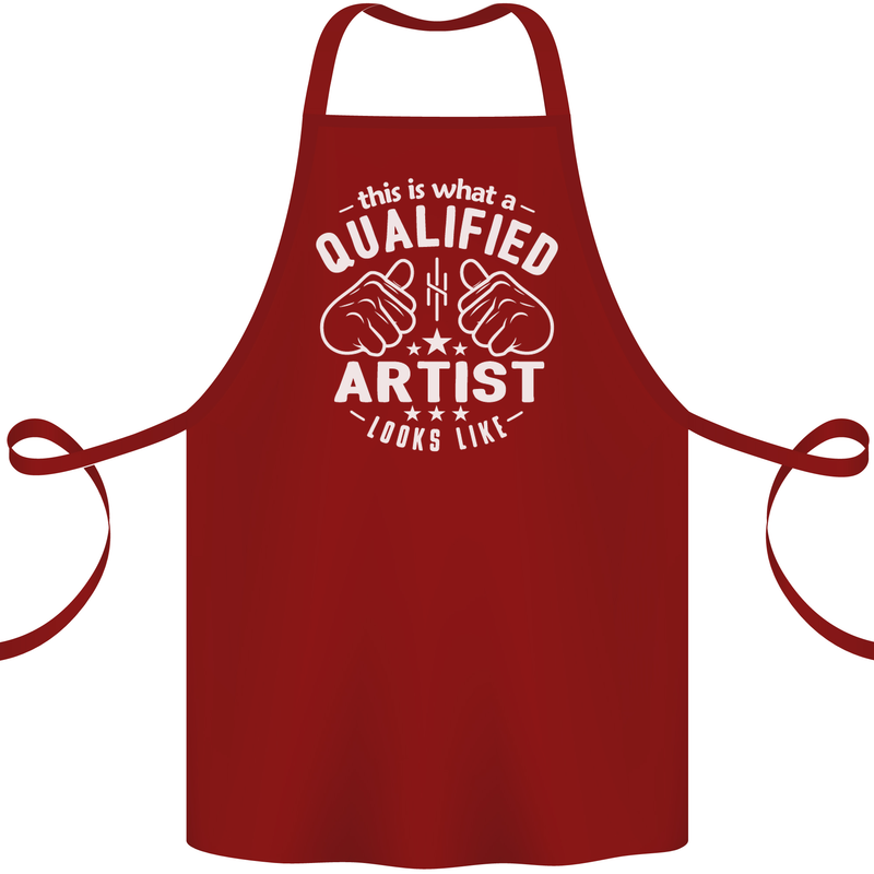 This Is What a Qualified Artist Looks Like Cotton Apron 100% Organic Maroon