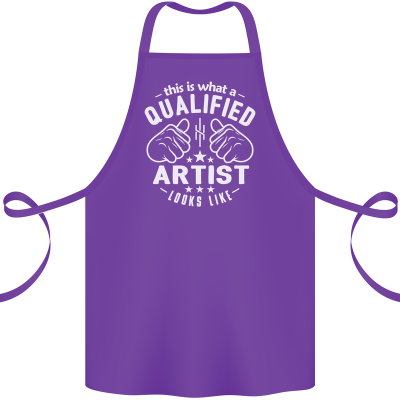 This Is What a Qualified Artist Looks Like Cotton Apron 100% Organic Purple