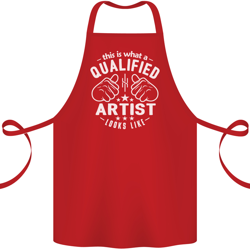 This Is What a Qualified Artist Looks Like Cotton Apron 100% Organic Red