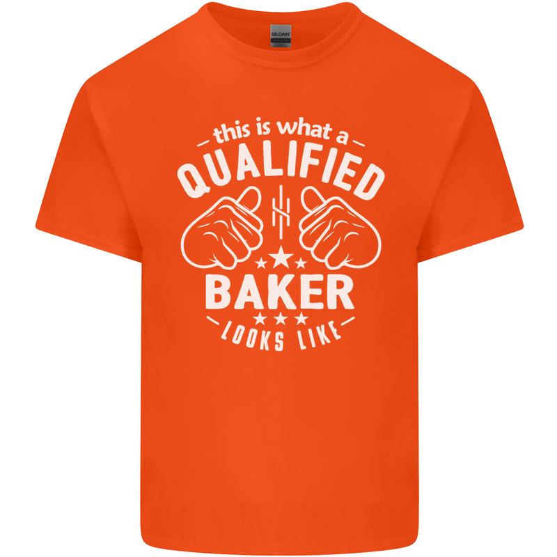 This Is What a Qualified Baker Looks Like Mens Cotton T-Shirt Tee Top Orange