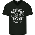 This Is What a Qualified Baker Looks Like Mens V-Neck Cotton T-Shirt Black