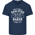 This Is What a Qualified Baker Looks Like Mens V-Neck Cotton T-Shirt Navy Blue