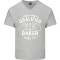 This Is What a Qualified Baker Looks Like Mens V-Neck Cotton T-Shirt Sports Grey