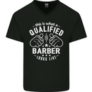 This Is What a Qualified Barber Looks Like Mens V-Neck Cotton T-Shirt Black
