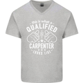 This Is What a Qualified Carpenter Looks Like Mens V-Neck Cotton T-Shirt Sports Grey