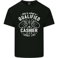 This Is What a Qualified Cashier Looks Like Mens Cotton T-Shirt Tee Top Black