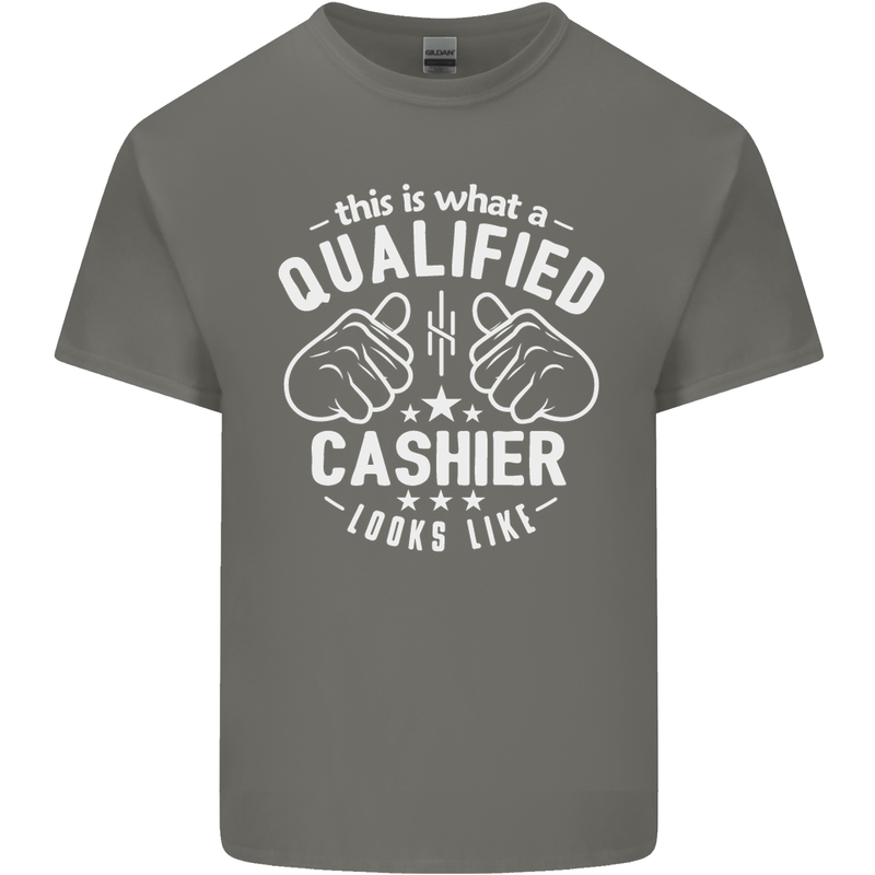 This Is What a Qualified Cashier Looks Like Mens Cotton T-Shirt Tee Top Charcoal