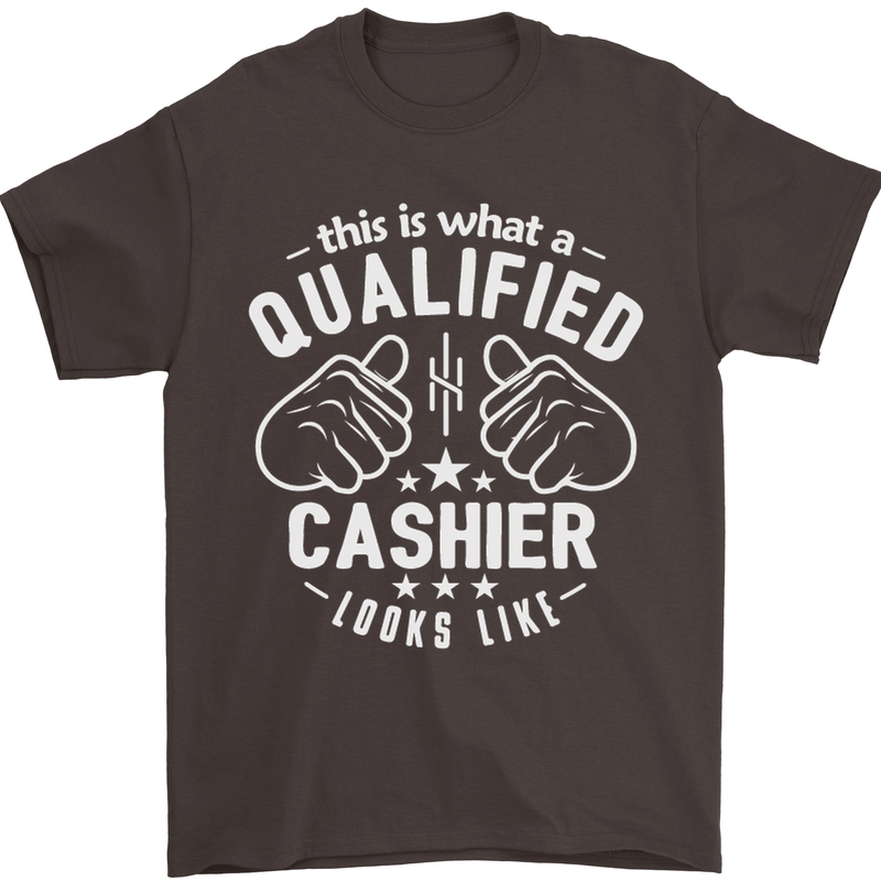 This Is What a Qualified Cashier Looks Like Mens T-Shirt Cotton Gildan Dark Chocolate