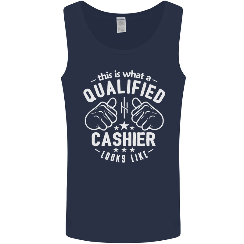This Is What a Qualified Cashier Looks Like Mens Vest Tank Top Navy Blue