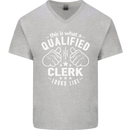 This Is What a Qualified Clerk Looks Like Mens V-Neck Cotton T-Shirt Sports Grey