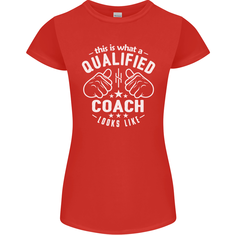 This Is What a Qualified Coach Looks Like Womens Petite Cut T-Shirt Red