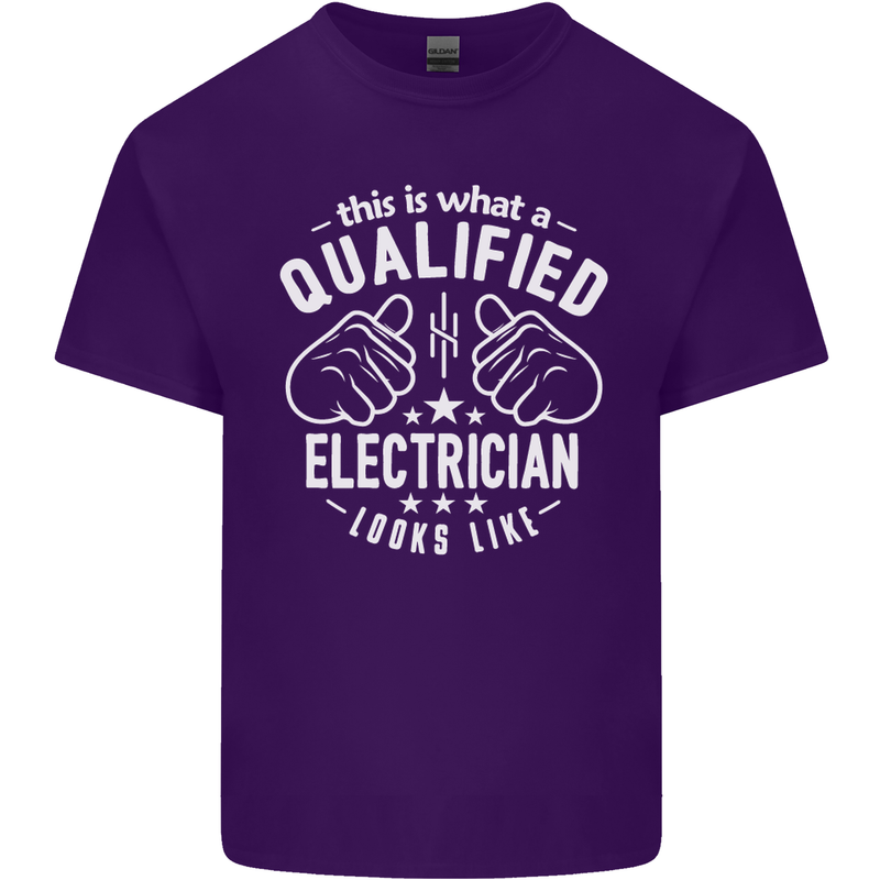 This Is What a Qualified Electrician Looks Like Mens Cotton T-Shirt Tee Top Purple