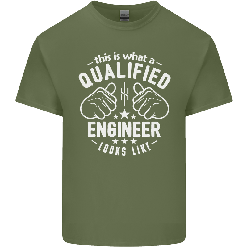 This Is What a Qualified Engineer Looks Like Mens Cotton T-Shirt Tee Top Military Green