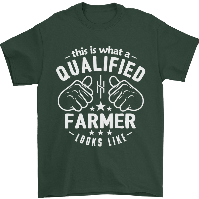 This Is What a Qualified Farmer Looks Like Mens T-Shirt Cotton Gildan Forest Green